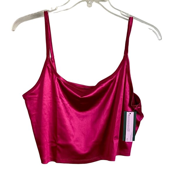 Wild Fable Women's Shiny Knit Tiny Tank Top Magenta Cami Top 1X NEW NWT - Picture 2 of 9